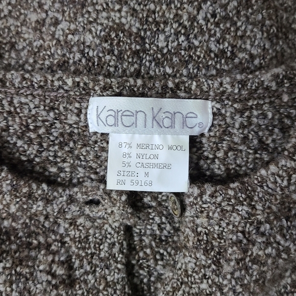 Vtg KAREN KANE Tweedy Cashmere and Merino Wool Blend Cardigan Women's Size M - Picture 10 of 10